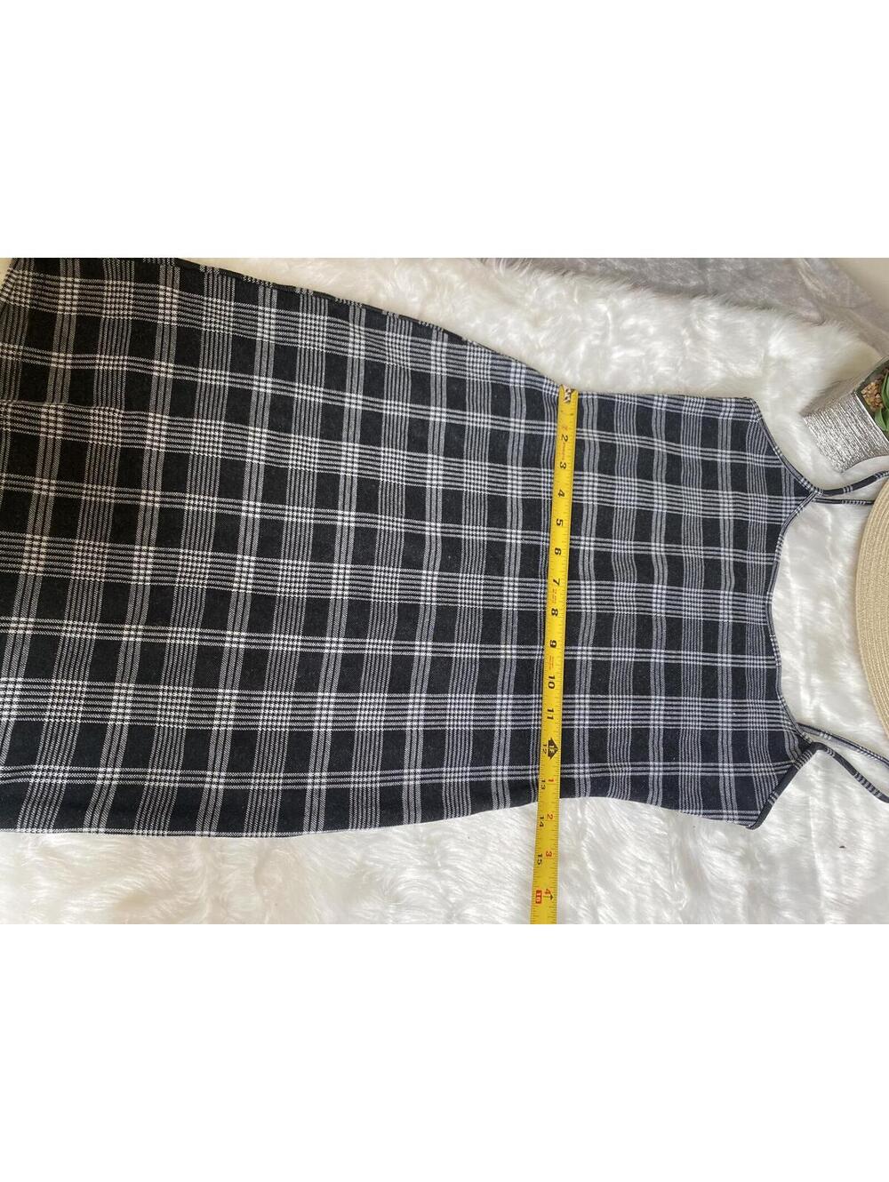 Popular 21 Black and White Plaid Spaghetti Strap Dress Medium - Picture 3 of 4